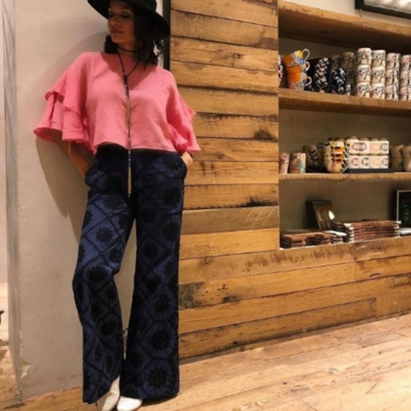 Anthropologie Embroidered Eyelet Wide-Leg - Picture 8 of 9